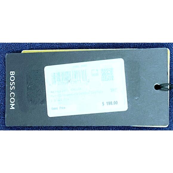 Boss Men's 38x33 Slim Fit Dress Pants Dark Blue Wool Blend Raw Hem Stretch NEW - Picture 12 of 12